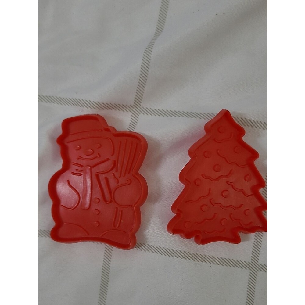 Vintage Red Snowman & Christmas Tree Cookie Cutters - Set Of 2